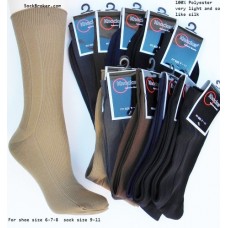 SZ-5-8  Dozen pairs of All Black polyester micro ribbed dress socks